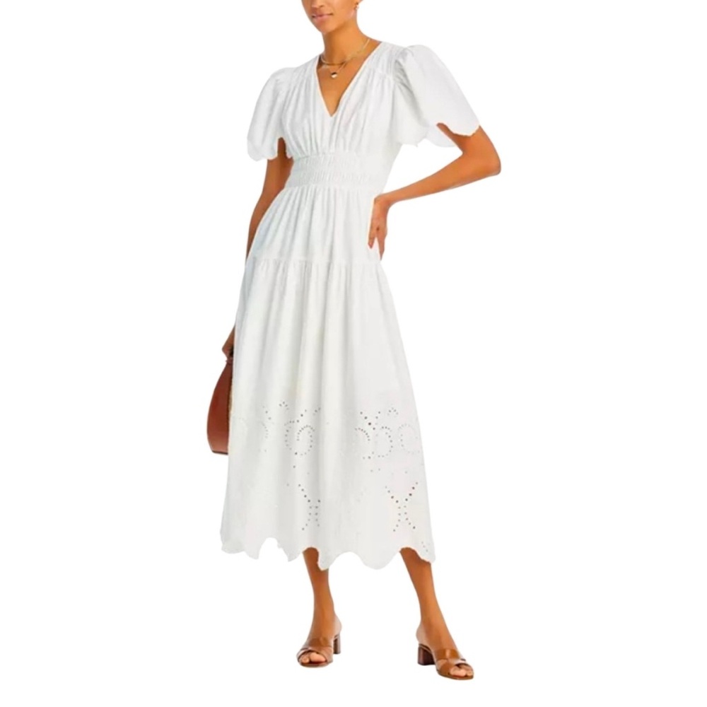 Moon River Eyelet Embroidered White Maxi Dress